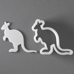 Cortador de galletas de canguro (de tamaño pequeño a grande) - Herramienta para cortar aretes y joyas de arcilla polimérica con forma de animal australiano - Juego de pares espejados