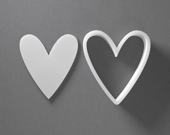 Skinny Heart Cookie Cutter - From Mini To Large - Slim Polymer Clay Jewelry And Earring Cutter Tool - Mirrored Pair Set