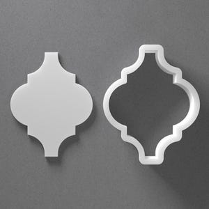 Moroccan Trellis Plaque Cookie Cutter & Arabesque Polymer Clay Earring, Pottery Tool