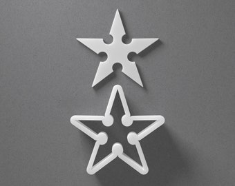 Ninja Star Cookie Cutter - From Mini To Large - Shuriken Polymer Clay Jewelry And Earring Cutter Tool - Mirrored Pair Set