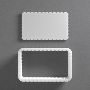 Emporte-pièce rectangulaire festonné - De la plus petite à la plus grande - Coupe bijoux et boucles d'oreilles en pâte polymère carrée - Ensemble miroir