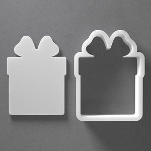 Christmas Present Gift Box Cookie Cutter & Polymer Clay Earring, Pottery Tool image 1
