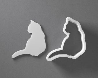 Cortador de galletas de gato sentado y pendiente de arcilla polimérica de gatito, herramienta de cerámica
