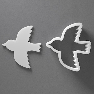 Bird In Flight Cookie Cutter - From Mini To Large - Flying Feather Polymer Clay Jewelry And Earring Cutter Tool - Mirrored Pair Set