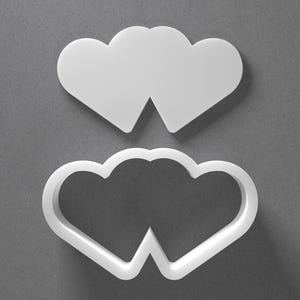 Double Heart Cookie Cutter & Polymer Clay Earring, Pottery Tool image 1