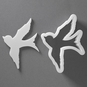 Cortador de biscoitos em formato de andorinha e brinco de argila polimérica em formato de pássaro, ferramenta para cerâmica