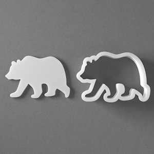 Grizzly Bear Cookie Cutter - From Mini To Large - Walking Animal Polymer Clay Jewelry And Earring Cutter Tool - Mirrored Pair Set