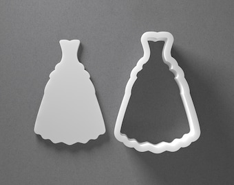 Wedding Dress Cookie Cutter - From Mini To Large - Polymer Clay Jewelry And Earring Cutter Tool - Mirrored Pair Set
