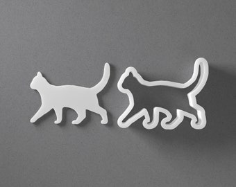 Walking Cat Cookie Cutter - From Mini To Large - Kitten Polymer Clay Jewelry And Earring Cutter Tool - Mirrored Pair Set