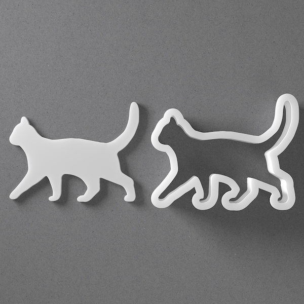 Walking Cat Cookie Cutter - From Mini To Large - Kitten Polymer Clay Jewelry And Earring Cutter Tool - Mirrored Pair Set