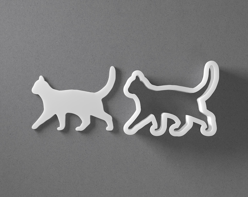 Walking Cat Cookie Cutter From Mini To Large Kitten Polymer Clay Jewelry And Earring Cutter Tool Mirrored Pair Set image 1