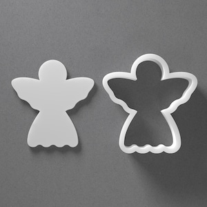 Stylized Angel Cookie Cutter & Christmas Polymer Clay Earring, Pottery Tool image 1
