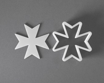 Maltese Cross Cookie Cutter - From Mini To Large - Polymer Clay Jewelry And Earring Cutter Tool - Mirrored Pair Set