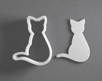 Sitting Kitten Cookie Cutter - From Mini To Large - Cat Polymer Clay Jewelry And Earring Cutter Tool - Mirrored Pair Set