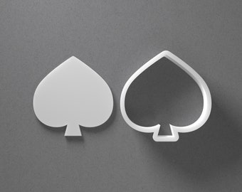 Spades Playing Card Suit Cookie Cutter - From Mini To Large - Poker Polymer Clay Jewelry And Earring Cutter Tool - Mirrored Pair Set