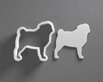 Pug Dog Breed Cookie Cutter - From Mini To Large - Polymer Clay Jewelry And Earring Cutter Tool - Mirrored Pair Set