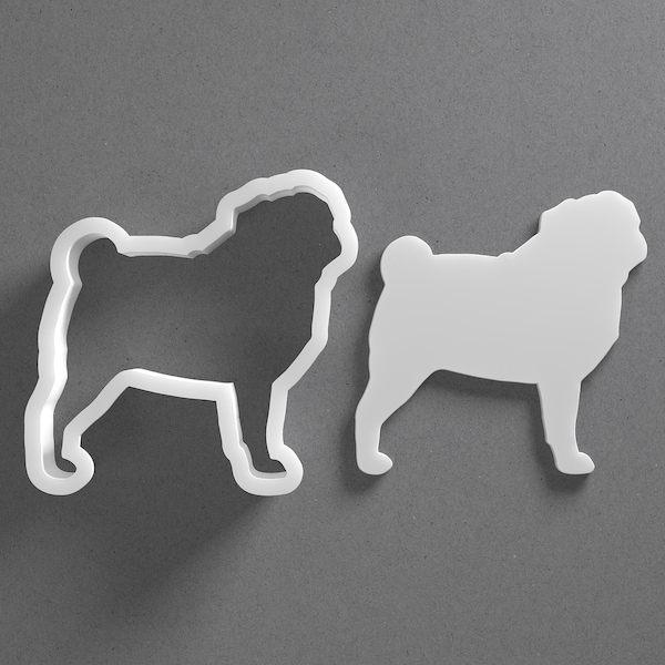 Pug Dog Breed Cookie Cutter - From Mini To Large - Polymer Clay Jewelry And Earring Cutter Tool - Mirrored Pair Set