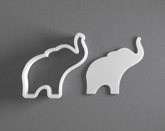 Elephant Cookie Cutter - From Mini To Large - Raised Trunk Polymer Clay Jewelry And Earring Cutter Tool - Mirrored Pair Set