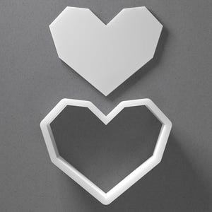 Geometric Heart Cookie Cutter & Pixel Pixelated Polymer Clay Earring, Pottery Tool image 1