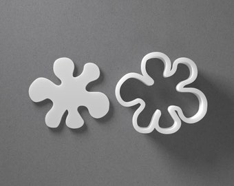 Paint Blob Splash Splatter Cookie Cutter - From Mini To Large - Polymer Clay Jewelry And Earring Cutter Tool - Mirrored Pair Set