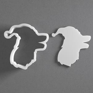 Dog Head Wearing Christmas Hat Cookie Cutter & Santa Polymer Clay Earring, Pottery Tool image 1