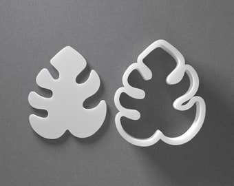 Monstera Leaf Cookie Cutter - From Mini To Large - Organic Plant Shape Polymer Clay Jewelry And Earring Cutter Tool - Mirrored Pair Set