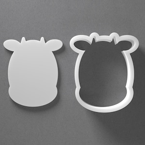 Stylized Cartoon Cow Head Cookie Cutter & Farm Animal Polymer Clay Earring, Pottery Tool image 1