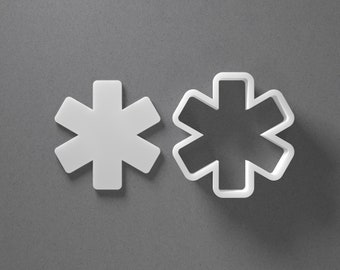 Star Of Life Cookie Cutter - From Mini To Large - Polymer Clay Jewelry And Earring Cutter Tool - Mirrored Pair Set