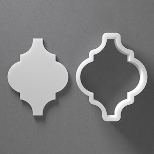 Moroccan Trellis Plaque Cookie Cutter - From Mini To Large - Arabesque Polymer Clay Jewelry And Earring Cutter Tool - Mirrored Pair Set