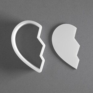 Broken Heart Cookie Cutter & Half Polymer Clay Earring, Pottery Tool image 1
