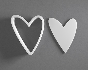 Skinny Whimsical Heart Cookie Cutter - From Mini To Large - Polymer Clay Jewelry And Earring Cutter Tool - Mirrored Pair Set