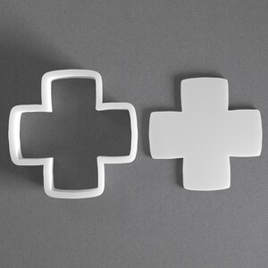 Chubby Plus Sign Cookie Cutter & Cross Polymer Clay Earring, Pottery Tool image 1