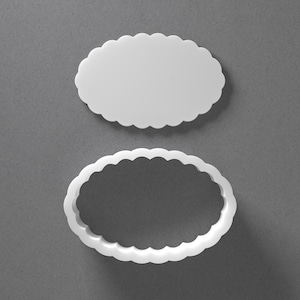 Scalloped Oval Cookie Cutter - From Mini To Large - Circle Polymer Clay Jewelry And Earring Cutter Tool - Mirrored Pair Set