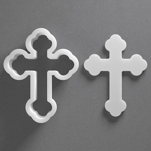 Cortador de galletas con forma de cruz ornamentada y adorno de arcilla polimérica para pendientes, herramienta de cerámica