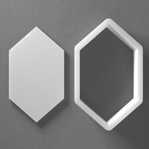 Längliche Hexagon Cookie Cutter & Ruby Gem Jewel Polymer Clay Ohrring, Keramik-Werkzeug