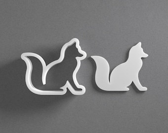 Sitting Fox Cookie Cutter & Polymer Clay Earring, Pottery Tool
