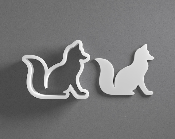 Sitting Fox Cookie Cutter & Polymer Clay Earring, Pottery Tool