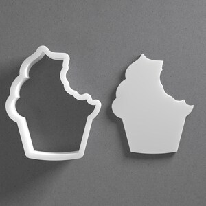 Bitten Cupcake Cookie Cutter & Cup Cake Food Bite Polymer Clay Earring, Pottery Tool image 1
