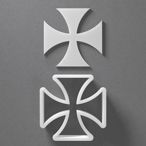 Templar Cross Cookie Cutter & Iron Cross Polymer Clay Earring, Pottery Tool image 1