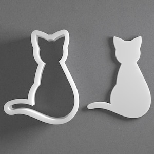 Cortador de galletas con forma de gatito sentado y pendiente de arcilla polimérica de gato, herramienta de cerámica