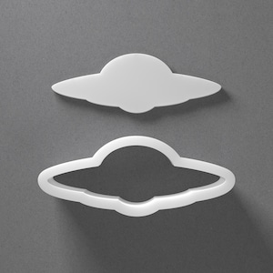 Flying Saucer Cookie Cutter & UFO Aliens Polymer Clay Earring, Pottery Tool image 1