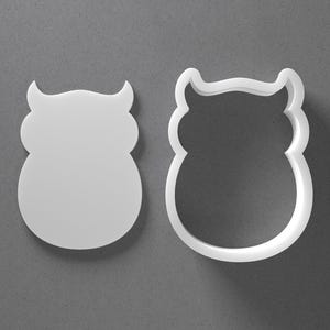 Stylized Owl Cookie Cutter & Bird Animal Polymer Clay Earring, Pottery Tool image 1