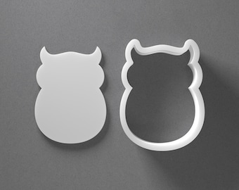 Stylized Owl Cookie Cutter & Bird Animal Polymer Clay Earring, Pottery Tool
