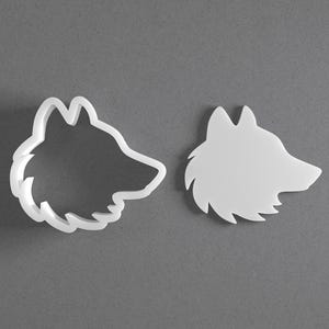 Cortador de galletas con forma de cabeza de lobo y arete de arcilla polimérica con cara de animal, herramienta de cerámica