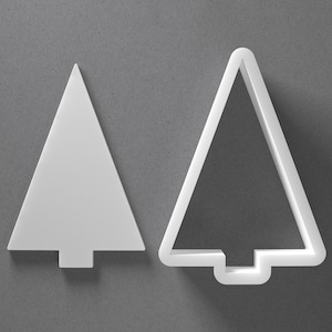 Tagliabiscotti a forma di albero di Natale stilizzato e orecchini natalizi in pasta polimerica, strumento per ceramica