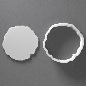 Irregular Scalloped Circle Cookie Cutter & Pebble Polymer Clay Earring, Pottery Tool image 1
