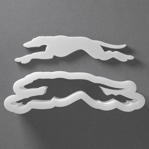 Laufender Whippet-Ausstechform - Von Mini zu Groß - Hunderasse-Polymer-Ton-Schmuck- und Ohrringausstecher - Gespiegeltes Paar-Set