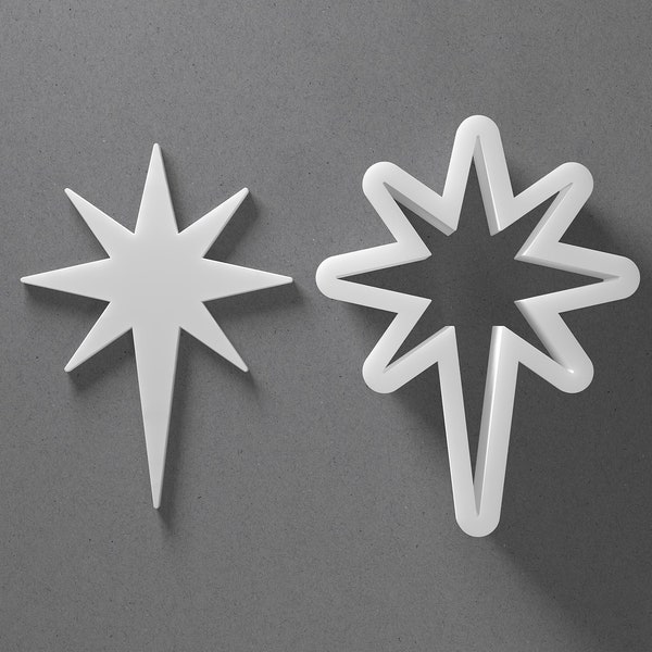 Betlehem Star Christmas Cookie Cutter - From Mini To Large - Polymer Clay Jewelry And Earring Cutter Tool - Mirrored Pair Set