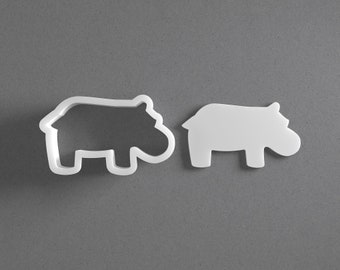 Hippo Cookie Cutter - From Mini To Large - Hippopotamus Animal Polymer Clay Jewelry And Earring Cutter Tool - Mirrored Pair Set