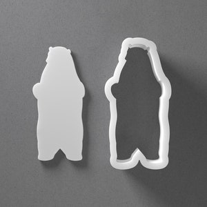 Standing Polar Bear Cookie Cutter - From Mini To Large - Animal Polymer Clay Jewelry And Earring Cutter Tool - Mirrored Pair Set